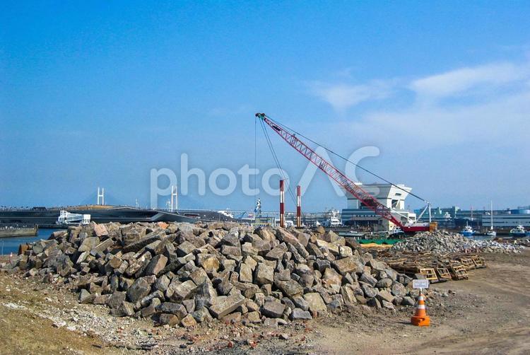 横浜街散歩 風景,がれき,工事の写真素材