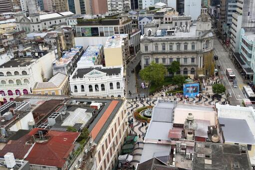 マカオの街並み① マカオ,歷史城區觀光走廊,街並みの写真素材