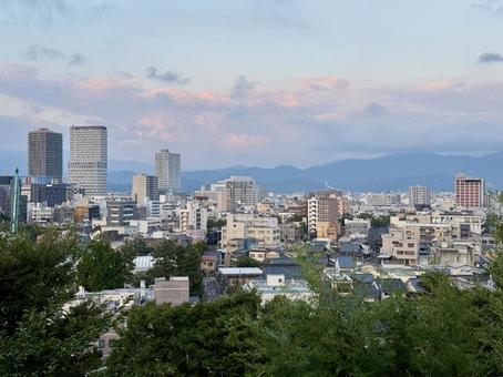 福井県　足羽山からの福井市街地の眺め 夕焼け,福井県,足羽山の写真素材