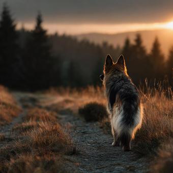 光に包まれた、堂々たる犬のポートレート 光に包まれた、堂々たる犬のポートレートの写真