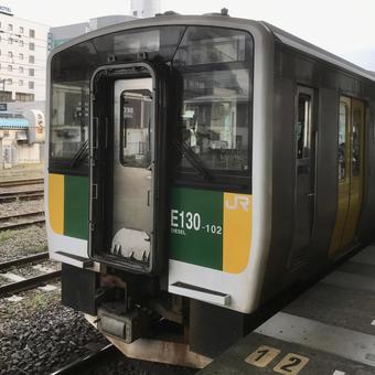 キハE130系 久留里線 木更津駅 キハE130系 久留里線 木更津駅 キハe130系,e130系,100番台の写真素材