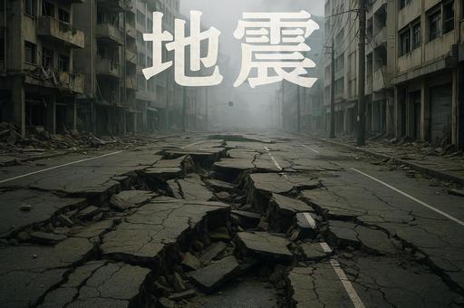 地震で崩壊した街並み 地震で崩壊した街並みの写真