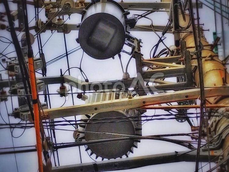 電線のある風景 電線,電柱,空の写真素材