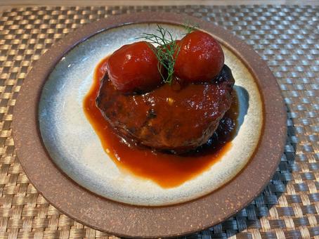 ハンバーグのトマトソース ハンバーグ,ソース,手捏ねハンバーグの写真素材