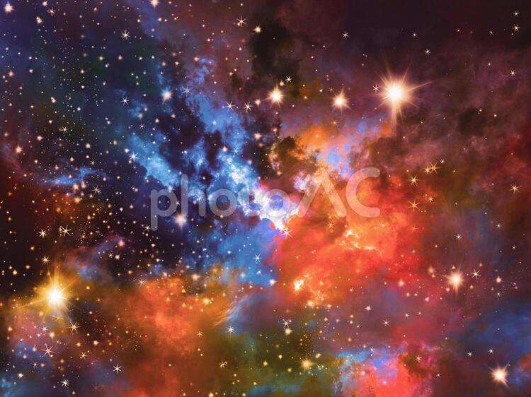 どこかの惑星の星空　イラスト風 宇宙,天体,サイエンスの写真素材