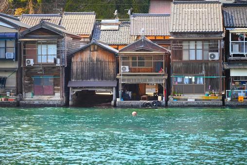 伊根の舟屋 03 舟屋,伊根,漁村の写真素材