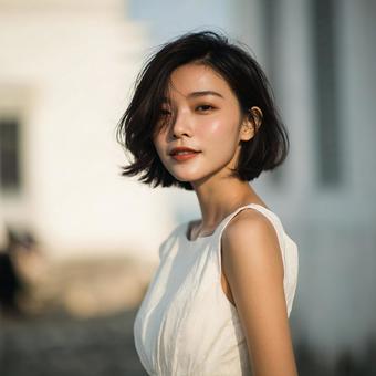 陽光を浴びる若々しい女性 陽光を浴びる若々しい女性の写真