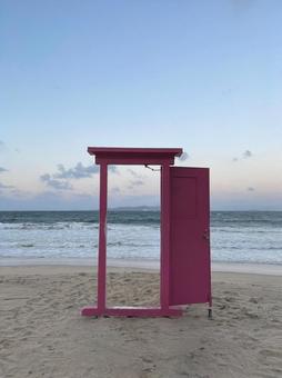 ドア ドア,海,風景の写真素材