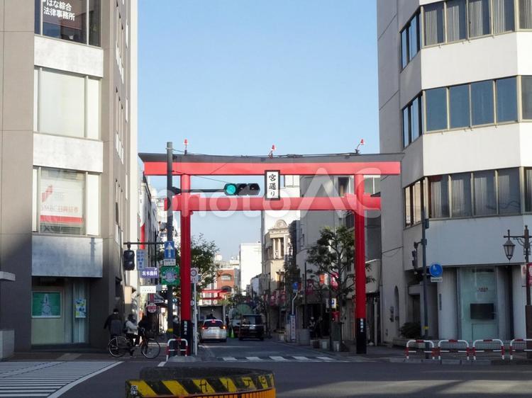 宮通り商店街 宮通り商店街,入口,大鳥居の写真素材