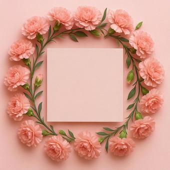 ピンクのカーネーションのリース ピンクのカーネーションのリースの写真