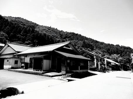 福井県-熊川宿-白黒 福井県-熊川宿-白黒 熊川宿,鯖街道,宿場の写真素材