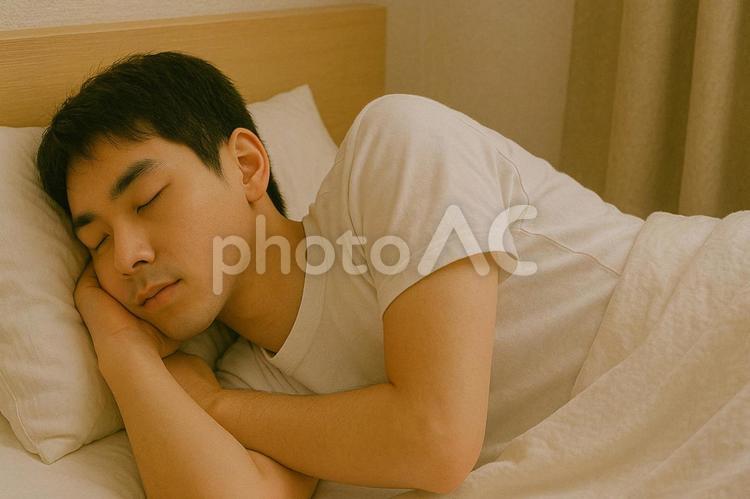 眠る日本人高校生男子 高校生,男子,睡眠の写真素材