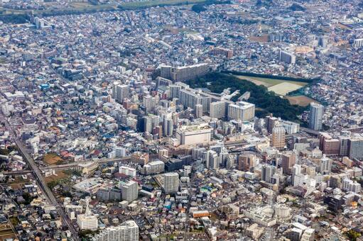 東武東上線の志木駅付近の街並みを空撮 空撮,志木駅,志木の写真素材