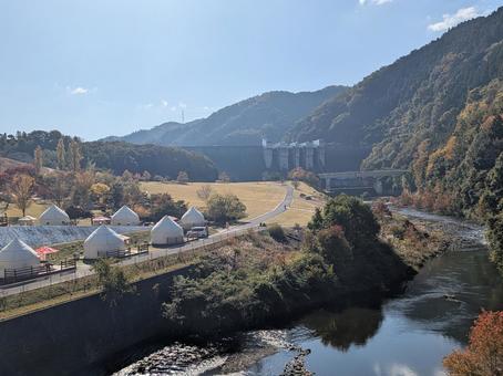 日吉ダム 風景,ダム,自然の写真素材