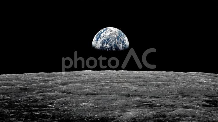 地球の姿を捉えたアースライズの瞬間 地球,月面,宇宙の写真素材