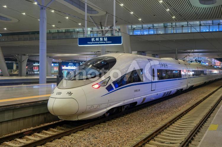 中国の高速鉄道、和諧号 CRH3型 中国,中華人民共和国,高速鉄道の写真素材