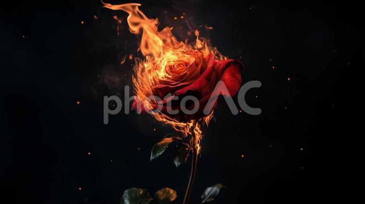 燃える赤い薔薇のイメージ 花,花束,結婚式の写真素材