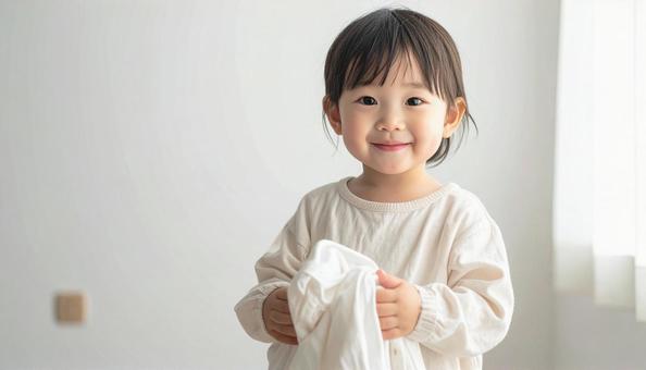 タオルと子供 タオルと子供の写真