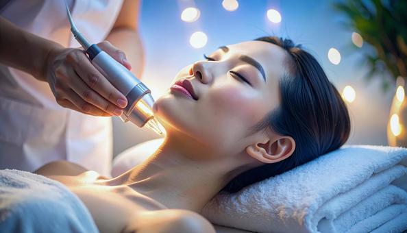 エステサロンでラジオ波の施術を受ける女性の写真