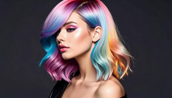 虹色ヘアの異世界感 虹色ヘアの異世界感の写真