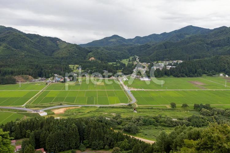 日本の原風景と豊かな緑に包まれた田園 日本,原風景,田園の写真素材