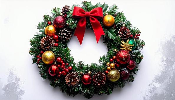 クリスマス リース 玄関飾り 白背景 クリスマス リース 玄関飾り 白背景の写真