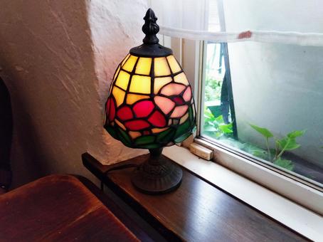 ステンドグラス 照明,ライト,家具の写真素材