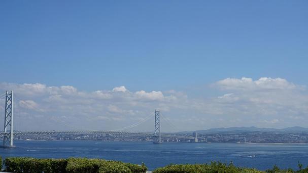 Akashi Kaikyo Bridge and the blue sea, JPG Akashi Kaikyo Bridge and the blue sea, JPG