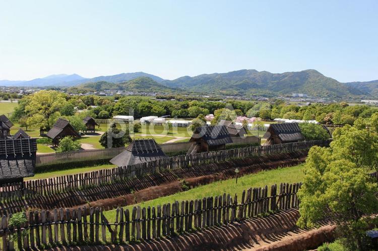 吉野ケ里遺跡　物見櫓からの景色2 吉野ケ里歴史公園,風景,自然の写真素材