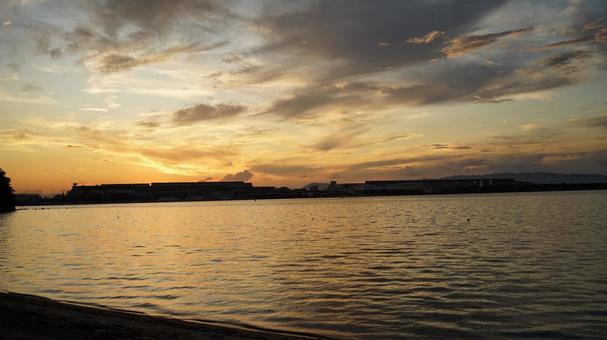 Photo, sunset, lake, water surface, 