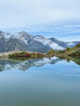 白馬三山 白馬三山 八方池,八方尾根,登山者の写真素材
