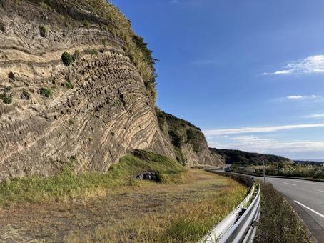大島の地層切断面（バームクーヘン） 大島,地層,切断面の写真素材
