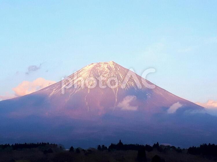 静岡から撮影・夕景の富士山 山,風景,自然の写真素材