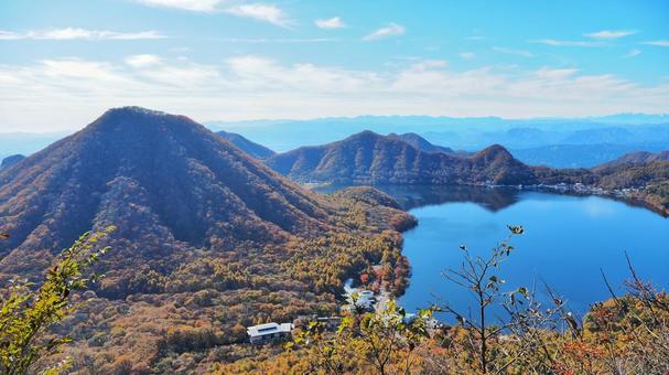 榛名富士と榛名湖 紅葉,アウトドア,登山の写真素材