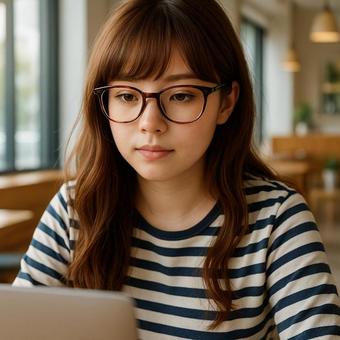 メガネをかけた女性の写真