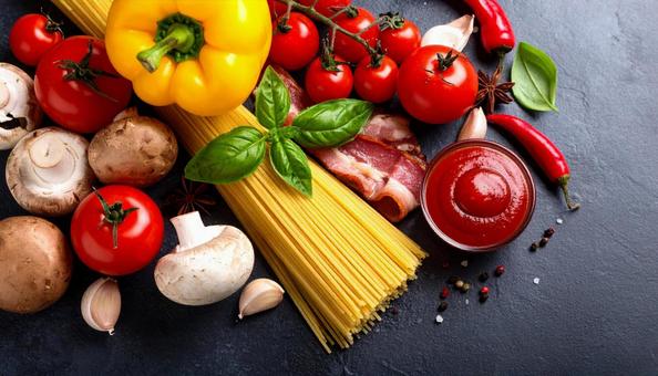 ナポリタンスパゲティの材料 ナポリタンスパゲティの材料の写真