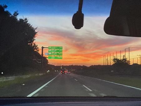 夕焼けのドライブ 夕焼けのドライブの写真