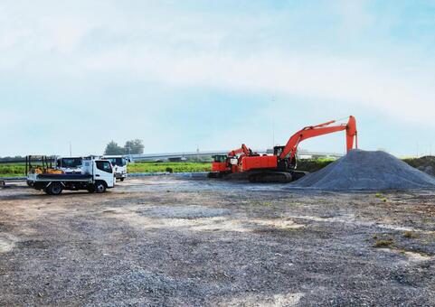 工事現場 工事,工事車両,トラックの写真素材