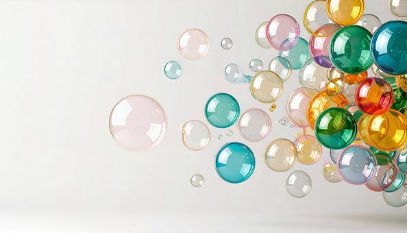 色付きのシャボン玉 色付きのシャボン玉の写真