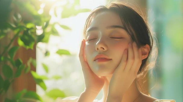 光に包まれる女性の写真