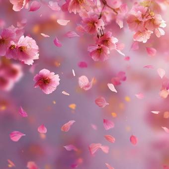 ロマンチックな桜の花びらが舞う春景色の写真