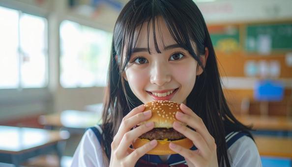 昼食はハンバーガーです 昼食はハンバーガーですの写真