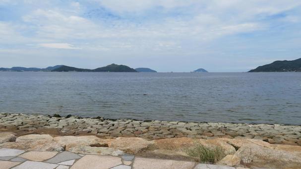 元寇防塁　防塁がある生の松原海岸 元寇防塁,石築地,蒙古襲来の写真素材