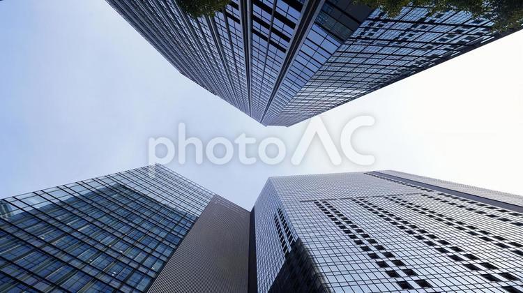 新宿のビル群と空16 ビル,高層ビル,都会の写真素材