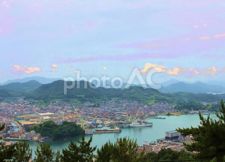 空と川と街並み 展望,街並み,町並みの写真素材