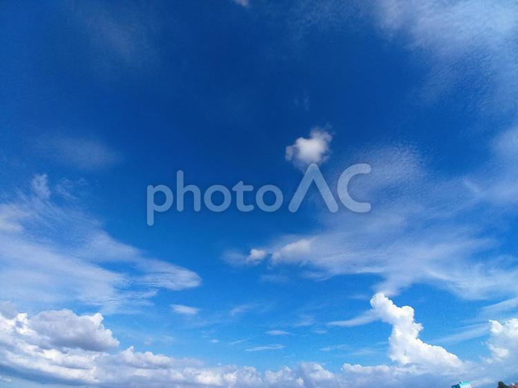 9月の青空と白雲-6 青空,白雲,空の写真素材