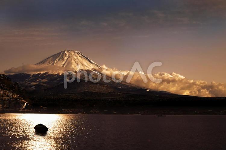 夕暮れの富士山 風景,富士山,日本の写真素材