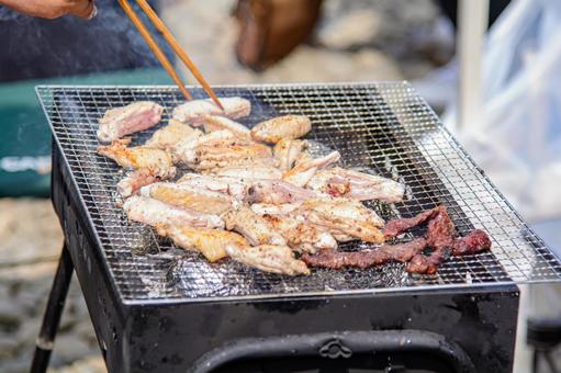 Photo, barbecue, daging panggang, panggangan areng, 
