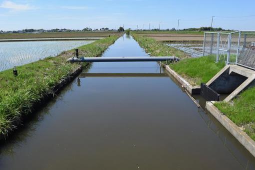 農業用水路兼排水路 茨城県 農業用水路兼排水路 茨城県 農業用水路,用水路,農業用水の写真素材