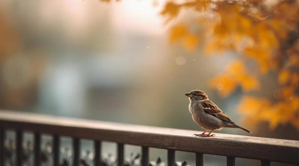 ベランダに訪れる秋の小鳥 ベランダに訪れる秋の小鳥の写真